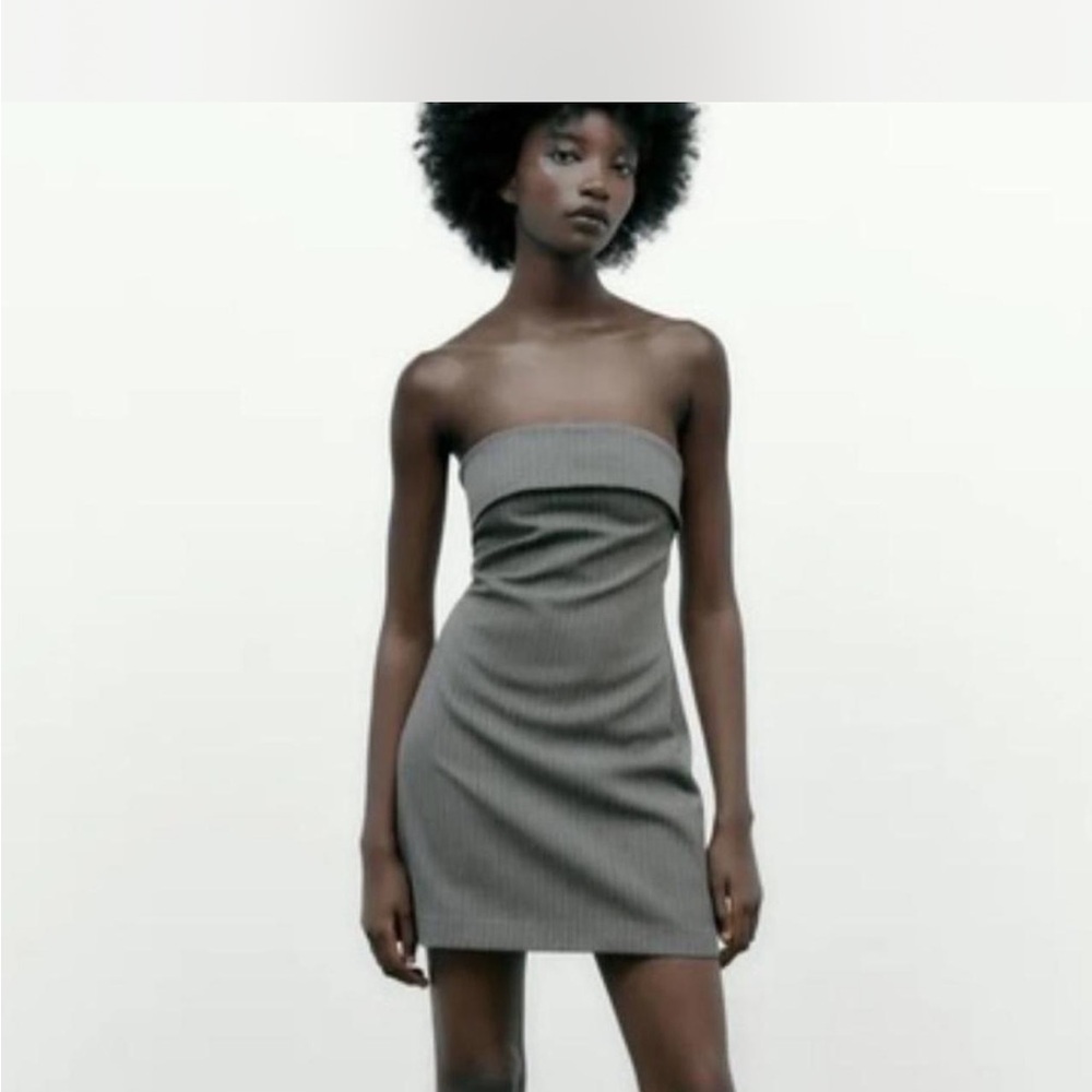 Zara Gray Strapless Sheath Dress
